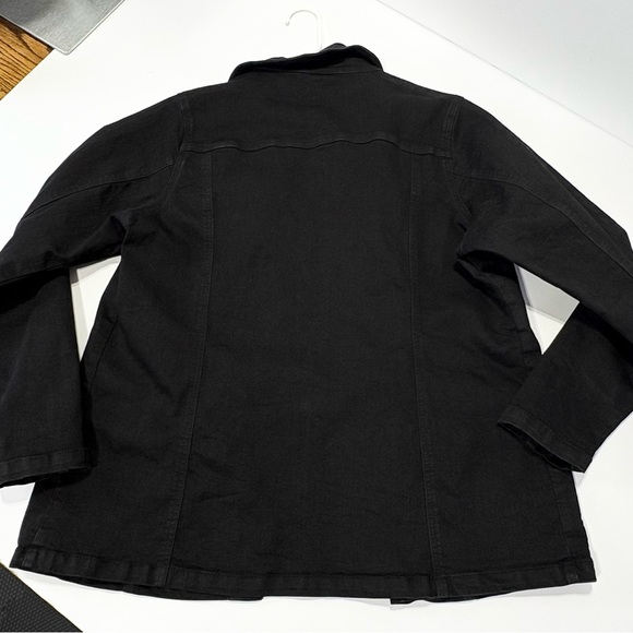 DG2 Diane Gilman Black Denim Jacket Size XL Trucker Style Stretch Pockets - Picture 7 of 9